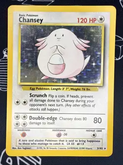 Pokemon TCG Chansey 3/102 Base Set Unlimited Holo Rare LP - Image 1