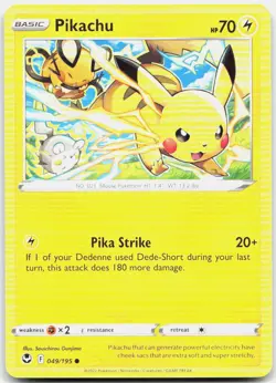 Pikachu 049/195 Common Silver Tempest Pokemon Near Mint - Image 1
