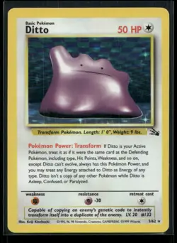 Ditto 3/62 Fossil Unlimited Holo LP Pokemon - Image 1