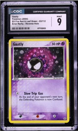 2004 Pokemon EX Fire Red & Leaf Green Error Rarity Reverse Holo Gastly #63 CGC 9 - Image 1