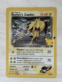 Pokemon TCG Rocket's Zapdos 15/132 Holo Celebrations: Classic Collection NM - Image 1