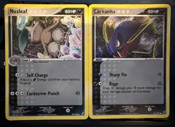 Pokemon-*DARK* TOMOKAZU KOMIYA ART LOT: Nuzleaf 39/100 & Carvanha 56/107 Vintage - Image 1