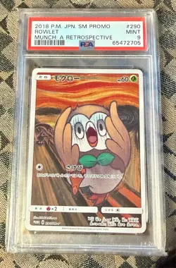 2018 Rowlet Pokemon Japanese SM Promo Scream Munch: A Retrospective #290 PSA 9 - Image 1