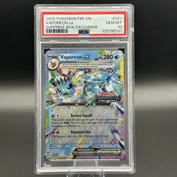 Pokemon Vaporeon ex #23 Prismatic Evolutions Stamped Holo Eng 2025 PSA 10 - Image 1