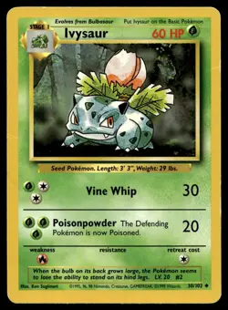 Ivysaur 30/102 Uncommon Base Set Unlimited Pokemon Moderately Played - Image 1