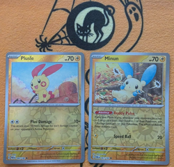 Paradox Rift Plusle Minun (Reverse Holos) LP 060/182 061/182 ⚡🐭 Pokemon TCG - Image 1