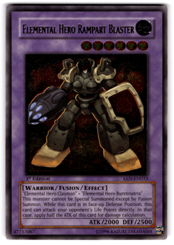 YUGIOH ELEMENTAL HERO RAMPART BLASTER EURO ULTIMATE RARE 1ST NM EEN-EN033 - Image 1
