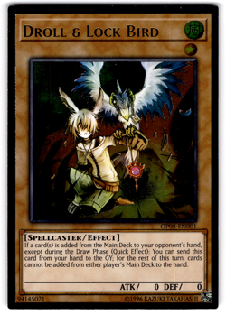 YUGIOH DROLL & LOCK BIRD ULTIMATE RARE NM OP08-EN001 - Image 1