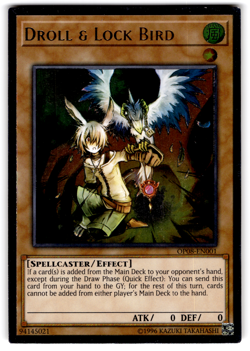 YUGIOH DROLL & LOCK BIRD ULTIMATE RARE NM OP08-EN001 - Image 3