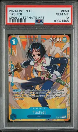 2024 ONE PIECE OP06-WINGS OF THE CAPTAIN ALTERNATE ART #050 TASHIGI PSA 10 - Image 1