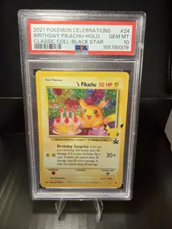 PSA 10 Birthday Pikachu Holo 24 Celebrations Classic Collection Pokemon - Image 1