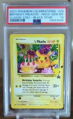Pokemon - Celebrations - Birthday Pikachu 24 - Classic Collection - PSA 10 - Image 1