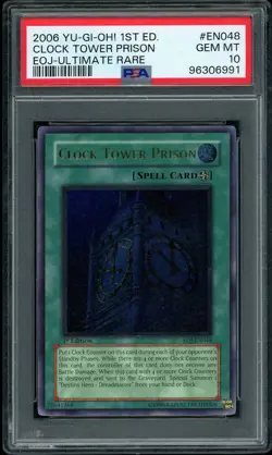 Yu-Gi-Oh! EOJ-EN048 1st Edition Ultimate Rare Clock Tower Prison PSA 10 GEM MINT - Image 1