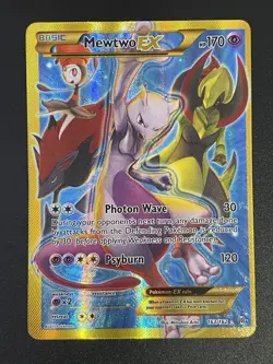 Mewtwo EX 163/162 Breakthrough Pokemon XY SECRET RARE Holo Full Art Card LP - Image 1