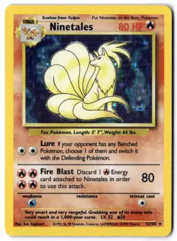 Pokemon Card - Ninetales 12/102 Holo Rare - Base Set Unlimited - LP - Image 1