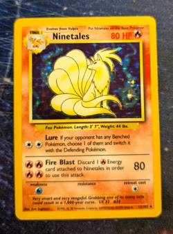 Pokemon Ninetales Holo 12/102 Base Set Vintage 1999 WOTC Card - MP+/LP - Image 1