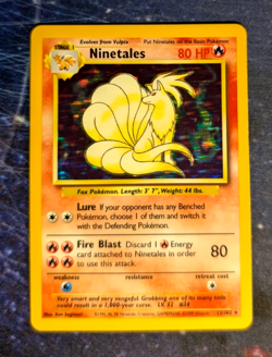 Pokemon Ninetales Holo 12/102 Base Set Vintage 1999 WOTC Card - MP+/LP - Image 2