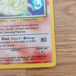 Pokemon Ninetales Base Set Unlimited Holo Rare Card 12/102 LP Excellent - Image 5