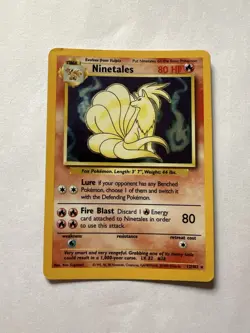 Pokemon TCG Ninetales Base Set Holo Unlimited Rare Card 12/102 LP - Image 1