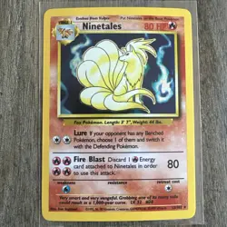 Pokemon TCG Ninetales Holo Rare Card Base Set 12/102 LP+/NM Condition - Image 1