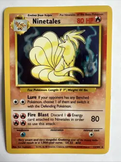 Pokemon TCG Ninetales Holo Rare Card Base Set 12/102 LP Condition - Image 1