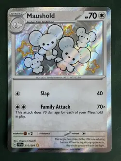 Tandemaus 209/091 Pokemon TCG Paldean Fates Shiny Rare Holo Card M/Nm Condition - Image 1