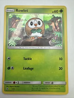 Pokemon Card Rowlet 1/12 McDonalds Promo 2016 Holo Rare - Image 1