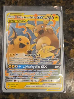 Raichu & Alolan Raichu GX 54/236 2019 World Championships Pokemon Card NM - Image 1