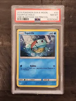 2019 Pokemon Squirtle Holo - Blastoise GX Premium Collection 33/214 PSA 8 - Image 1