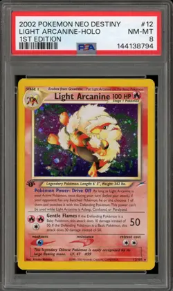 Pokemon Light Arcanine Neo Destiny 1st Edition Holo Rare #12 PSA 8 - Image 1
