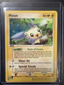 🔥Pokemon 2003 Pokemon TCG NM Minun 7/97 Dragon Holo Rare Holo English Card🔥 - Image 1