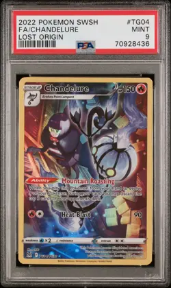 2022 POKEMON SWORD & SHIELD LOST ORIGIN #TG04 FULL ART/CHANDELURE PSA 9 - Image 1