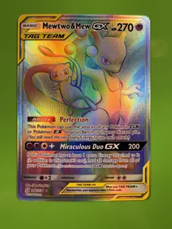 Mewtwo & Mew GX Secret Holo 242/236 Sm-Unified Minds Holo Pokemon TCG - Image 1