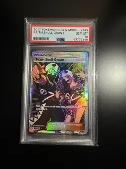 2017 Pokemon Sun & Moon Trainer Team Skull Grunt (Full Art) 149/149 Holo PSA 10 - Image 1