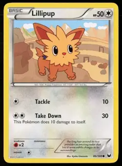 Pokemon TCG Lillipup 86/108 Dark Explorers LP - Image 1