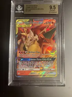 Pokemon TCG Charizard & Braixen GX 22/236 Sm-Cosmic Eclipse BGS 9.5 PSA 10 - Image 1