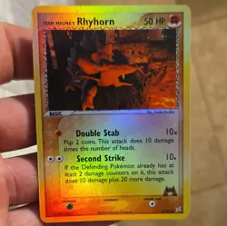 Pokemon TCG Team Magma's Rhyhorn Reverse Holo Common Eng 50HP 67/95 - Image 5