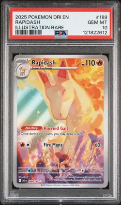 2025 Pokemon Dri EN-Destined Rivals Rapidash #189 PSA 10 - Image 1