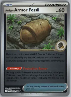 ANTIQUE ARMOR FOSSIL 072/084 COMMON PITCH BLACK POKEMON REVERSE HOLO - Image 1