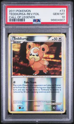 2011 POKEMON CALL OF LEGENDS #73 TEDDIURSA-REV.FOIL PSA 10 - Image 1