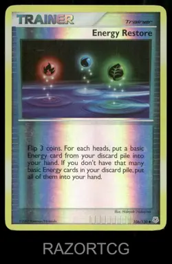 ENERGY RESTORE 106/130 UC DIAMOND & PEARL POKEMON REVERSE HOLO LP/MP - Image 1