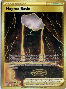 Pokemon TCG Sword & Shield Brilliant Stars Magma Basin 185/172 Hyper Rare Gold - Image 1