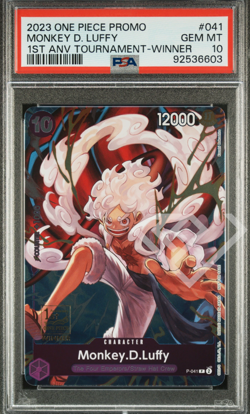 One Piece Monkey D. Luffy P-041 1st Anniversary Tournament Winner - PSA 10 Eng - Image 1