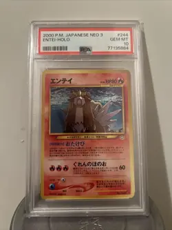 Pokemon PSA 10 Entei #244 Holo Neo 3 2000 Japanese - Image 1