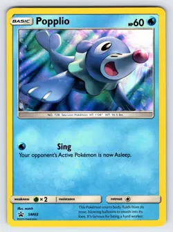 Popplio SM03 2017 Sun & Moon Black Star Promo Pokemon Card Holo Rare - Nm/Vlp - Image 1