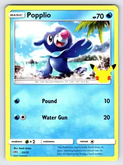 Popplio 23/25 2021 McDonald's 25th Anniversary Pokemon Card Promo Non Holo - Nm - Image 1