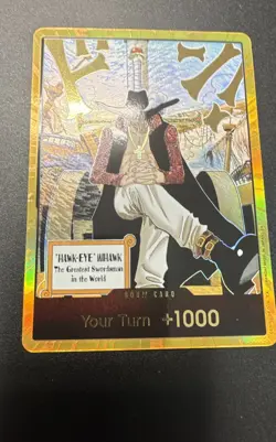 DON!! Card (Dracule Mihawk) (Gold) The Azure Sea's Seven Foil - Image 1