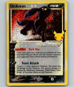Umbreon Gold Star 17/17 - Pokemon Celebrations 25th Anniversary Holo Rare - NM/M - Image 1