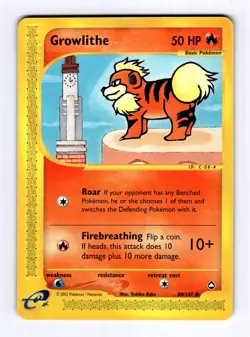 Growlithe (80) Aquapolis #080 (2003) Common NM Pokemon - Image 1
