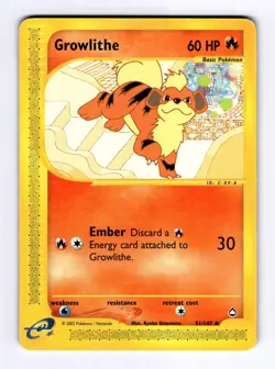 Growlithe (51) Aquapolis #051 (2003) Uncommon Holo LP Pokemon - Image 1